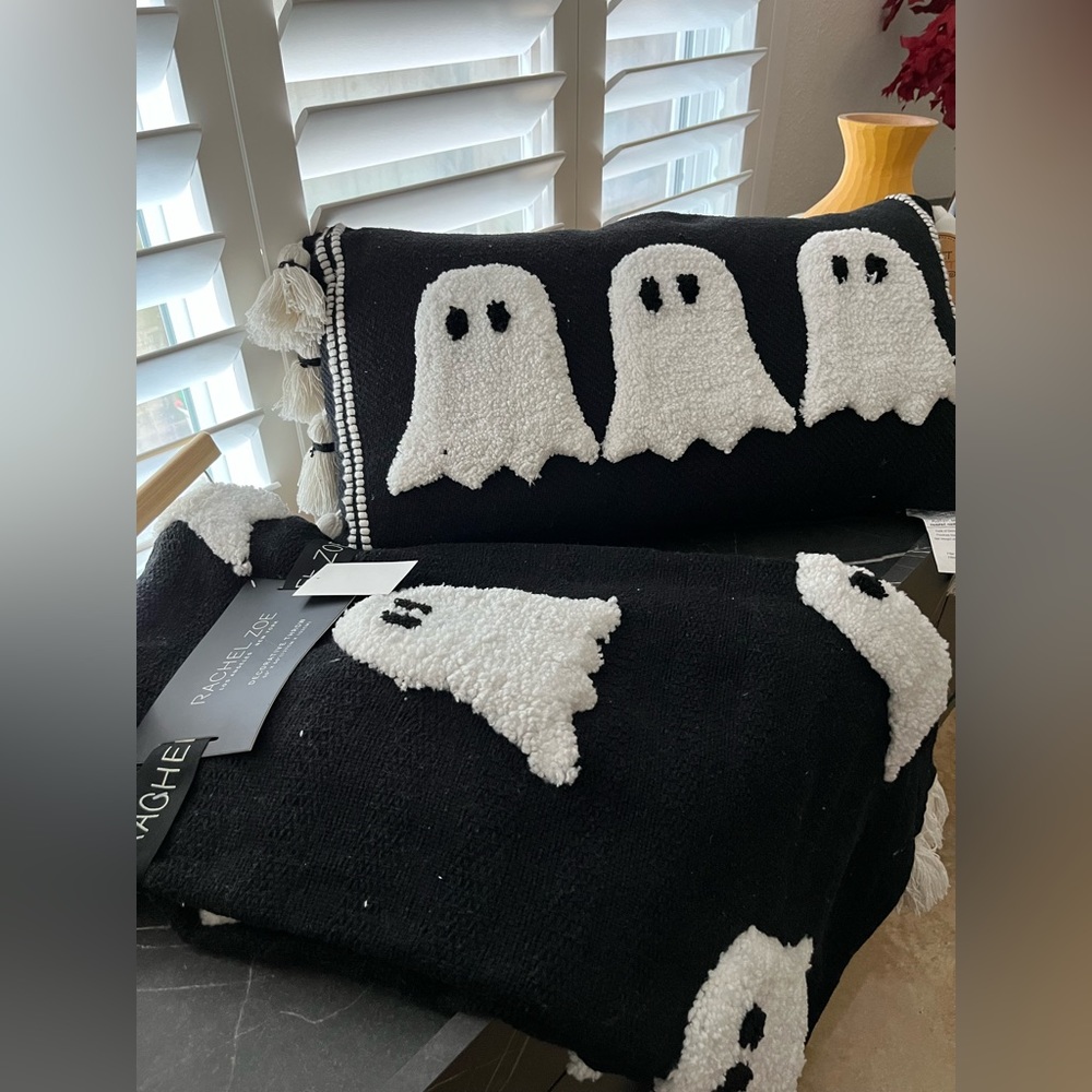 SET! Rachel Zoe Ghost Blanket & Matching Ghost Pillow-NWT